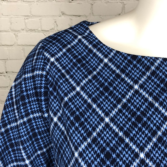 1X 2X 3X Charter Club Blue Plaid Bell Sleeve Top - Picture 6 of 6